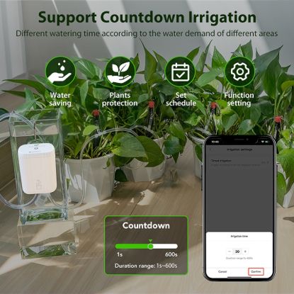 Akıllı Wi-Fi Bluetooth Damla Sulama Sistemi - 10 Saksı Destekli Otomatik Çiçek Sulama Seti - Tuya Destekli resmi